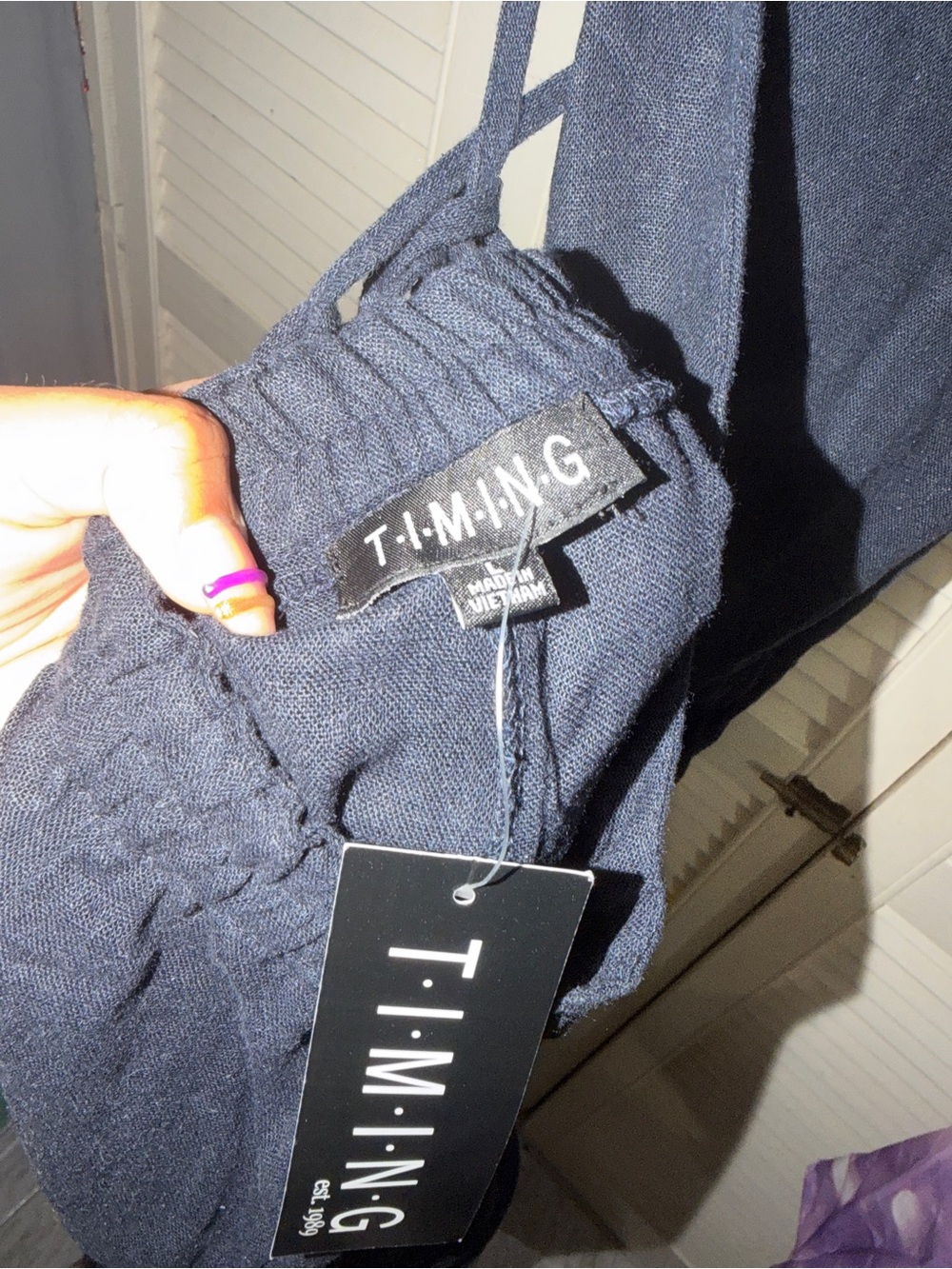 Timing Navy Drawstring Wide-Leg Jumpsuit - Picture 2 of 4